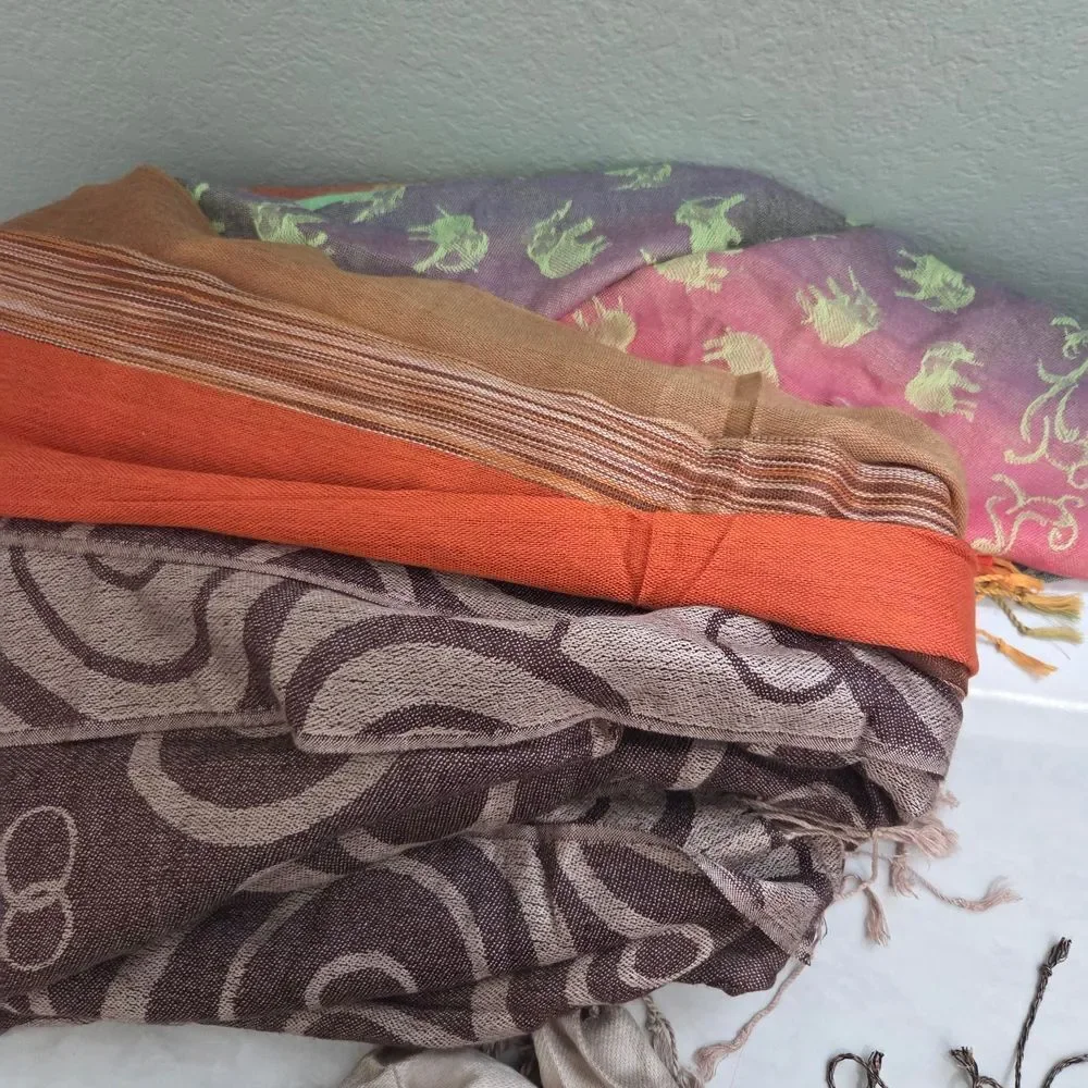 Pashmina Multicolor Elephant Print Cashmere Shawl/Scarf Bundle See Description